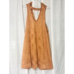Brown suede flare dress